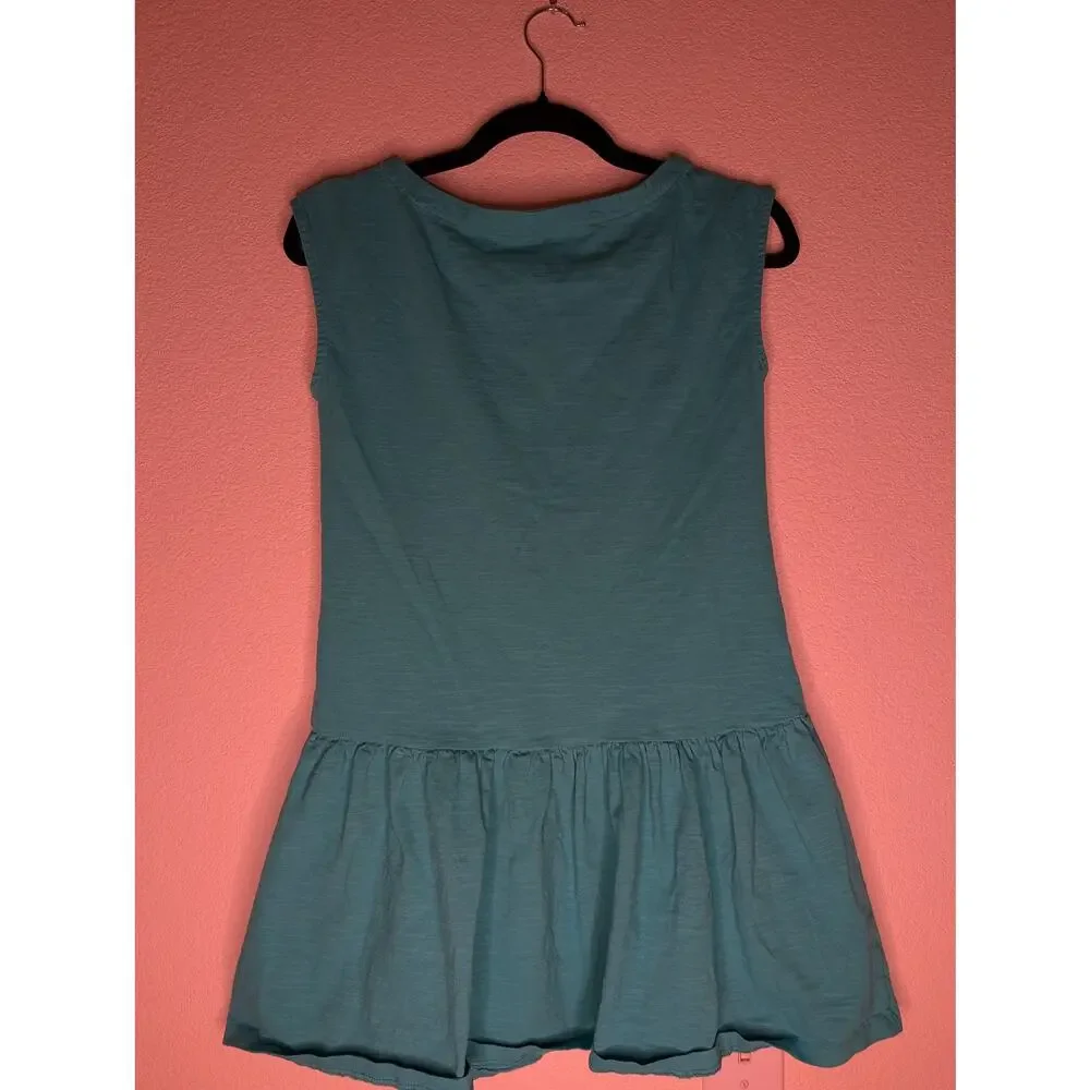 Kate Spade New York Short Ruffle Dress 14 Bow Preppy Babydoll Teal Designer Plus